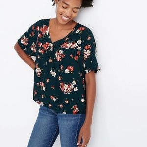 Madewell Green Rhyme Short Sleeved Floral Top In Spruce Blooms